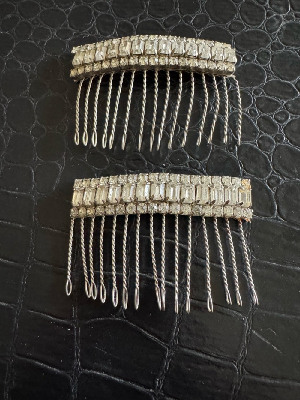 Vintage Silver Rhinestone/Crystal Hair Comb Set